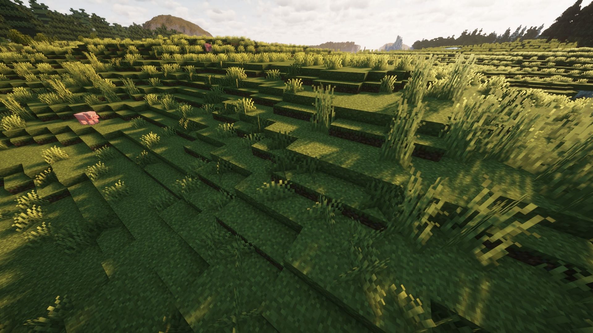 Countered's Terrain Slabs mod turns natural blocks into slabs for smoother terrain generation (Image via Sportskeeda Gaming || Mojang Studios)
